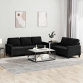 vidaXL, vidaXL 2-tlg. Sofagarnitur mit Kissen Schwarz Samt