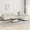 vidaXL, vidaXL 2-tlg. Sofagarnitur mit Kissen Creme Samt
