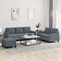 vidaXL, vidaXL 3-tlg. Sofagarnitur mit Kissen Dunkelgrau Samt