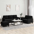 vidaXL, vidaXL 3-tlg. Sofagarnitur mit Kissen Schwarz Samt