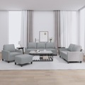 vidaXL, vidaXL 4-tlg. Sofagarnitur mit Kissen Hellgrau Stoff