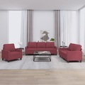 vidaXL, vidaXL 3-tlg. Sofagarnitur mit Kissen Weinrot Stoff