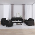 vidaXL, vidaXL 4-tlg. Sofagarnitur mit Kissen Schwarz Stoff