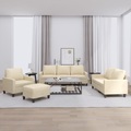 vidaXL, vidaXL 4-tlg. Sofagarnitur mit Kissen Creme Stoff