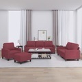 vidaXL, vidaXL 4-tlg. Sofagarnitur mit Kissen Weinrot Stoff