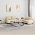 vidaXL, vidaXL 2-tlg. Sofagarnitur mit Kissen Creme Stoff