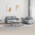 vidaXL, vidaXL 2-tlg. Sofagarnitur mit Kissen Hellgrau Stoff