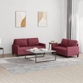 vidaXL, vidaXL 2-tlg. Sofagarnitur mit Kissen Weinrot Stoff