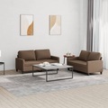 vidaXL, vidaXL 2-tlg. Sofagarnitur mit Kissen Braun Stoff