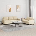 vidaXL, vidaXL 2-tlg. Sofagarnitur mit Kissen Creme Stoff