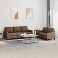vidaXL, vidaXL 2-tlg. Sofagarnitur mit Kissen Braun Stoff