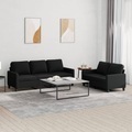 vidaXL, vidaXL 2-tlg. Sofagarnitur mit Kissen Schwarz Stoff