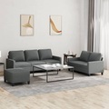 vidaXL, vidaXL 3-tlg. Sofagarnitur mit Kissen Dunkelgrau Stoff