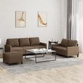vidaXL, vidaXL 3-tlg. Sofagarnitur mit Kissen Braun Stoff