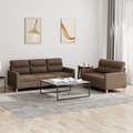 vidaXL, vidaXL 2-tlg. Sofagarnitur mit Kissen Braun Stoff