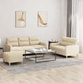 vidaXL, vidaXL 3-tlg. Sofagarnitur mit Kissen Creme Stoff