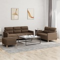 vidaXL, vidaXL 3-tlg. Sofagarnitur mit Kissen Braun Stoff