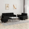 vidaXL, vidaXL 3-tlg. Sofagarnitur mit Kissen Schwarz Stoff