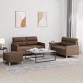 vidaXL, vidaXL 3-tlg. Sofagarnitur mit Kissen Braun Stoff