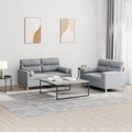 vidaXL, vidaXL 2-tlg. Sofagarnitur mit Kissen Hellgrau Stoff