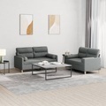 vidaXL, vidaXL 2-tlg. Sofagarnitur mit Kissen Dunkelgrau Stoff