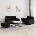vidaXL, vidaXL 3-tlg. Sofagarnitur mit Kissen Schwarz Stoff