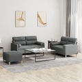 vidaXL, vidaXL 3-tlg. Sofagarnitur mit Kissen Dunkelgrau Stoff