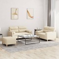 vidaXL, vidaXL 3-tlg. Sofagarnitur mit Kissen Creme Stoff