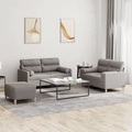 vidaXL, vidaXL 3-tlg. Sofagarnitur mit Kissen Taupe Stoff