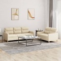 vidaXL, vidaXL 2-tlg. Sofagarnitur mit Kissen Creme Stoff