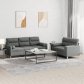vidaXL, vidaXL 2-tlg. Sofagarnitur mit Kissen Dunkelgrau Stoff