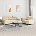 vidaXL, vidaXL 2-tlg. Sofagarnitur mit Kissen Creme Stoff