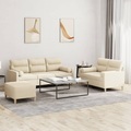 vidaXL, vidaXL 3-tlg. Sofagarnitur mit Kissen Creme Stoff