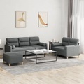 vidaXL, vidaXL 3-tlg. Sofagarnitur mit Kissen Dunkelgrau Stoff