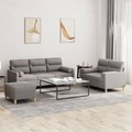 vidaXL, vidaXL 3-tlg. Sofagarnitur mit Kissen Taupe Stoff