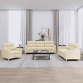 vidaXL, vidaXL 3-tlg. Sofagarnitur mit Kissen Creme Stoff
