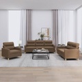 vidaXL, vidaXL 3-tlg. Sofagarnitur mit Kissen Braun Stoff