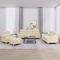 vidaXL, vidaXL 4-tlg. Sofagarnitur mit Kissen Creme Stoff