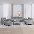 vidaXL, vidaXL 4-tlg. Sofagarnitur mit Kissen Hellgrau Stoff