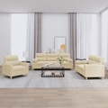 vidaXL, vidaXL 3-tlg. Sofagarnitur mit Kissen Creme Stoff