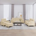 vidaXL, vidaXL 4-tlg. Sofagarnitur mit Kissen Creme Stoff
