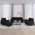 vidaXL, vidaXL 4-tlg. Sofagarnitur mit Kissen Schwarz Stoff