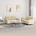 vidaXL, vidaXL 2-tlg. Sofagarnitur mit Kissen Creme Stoff