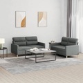 vidaXL, vidaXL 2-tlg. Sofagarnitur mit Kissen Dunkelgrau Stoff