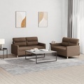 vidaXL, vidaXL 2-tlg. Sofagarnitur mit Kissen Braun Stoff