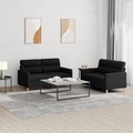 vidaXL, vidaXL 2-tlg. Sofagarnitur mit Kissen Schwarz Stoff