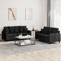 vidaXL, vidaXL 2-tlg. Sofagarnitur mit Kissen Schwarz Samt