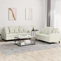 vidaXL, vidaXL 2-tlg. Sofagarnitur mit Kissen Creme Samt
