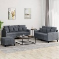 vidaXL, vidaXL 3-tlg. Sofagarnitur mit Kissen Dunkelgrau Samt