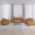 vidaXL, vidaXL 3-tlg. Sofagarnitur mit Kissen Braun Samt